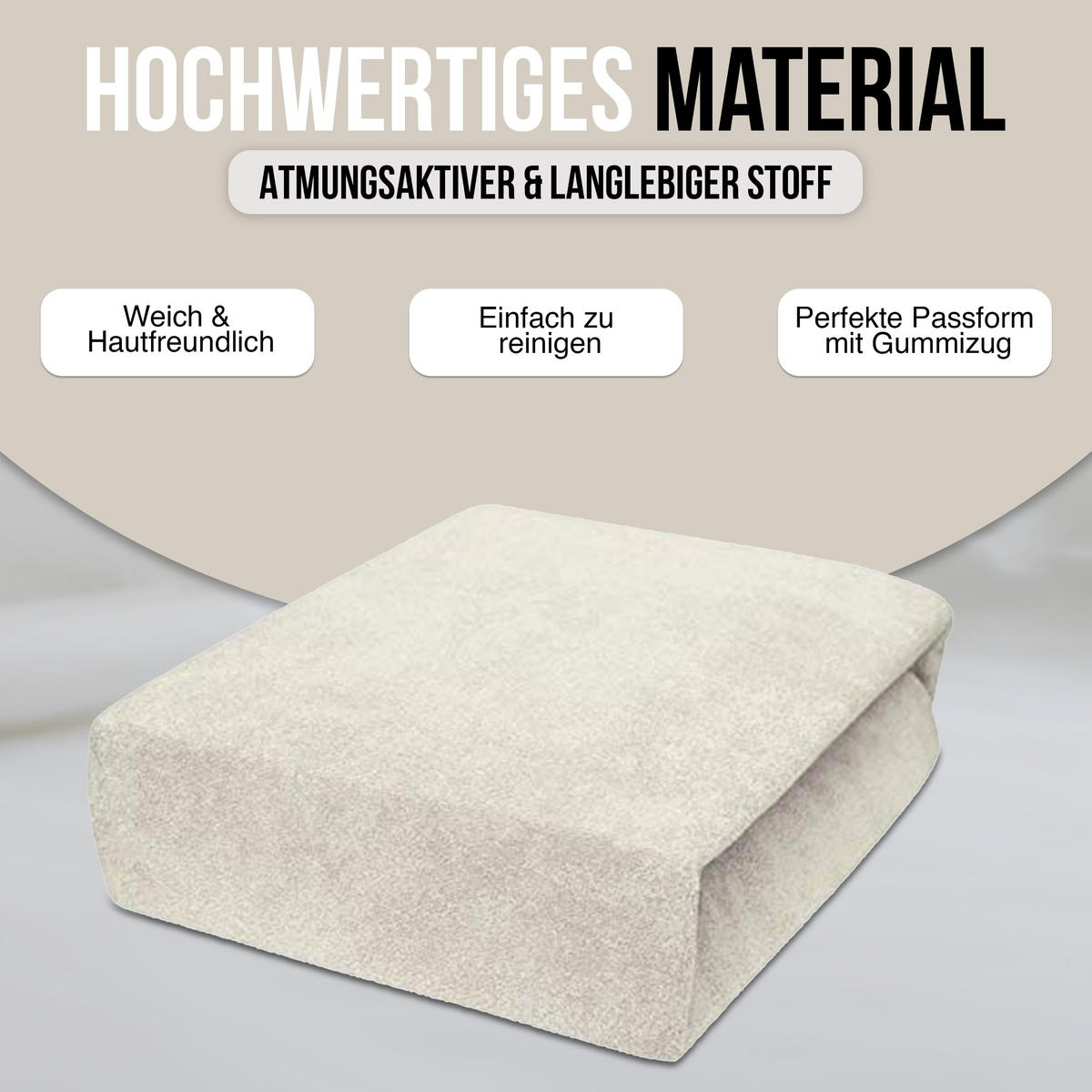 SPANNBETTLAKEN 80/200 cm, Jersey Elastisch 100 % Baumwolle Ecri - Ecru, Textil (80/200cm) - Best For Home