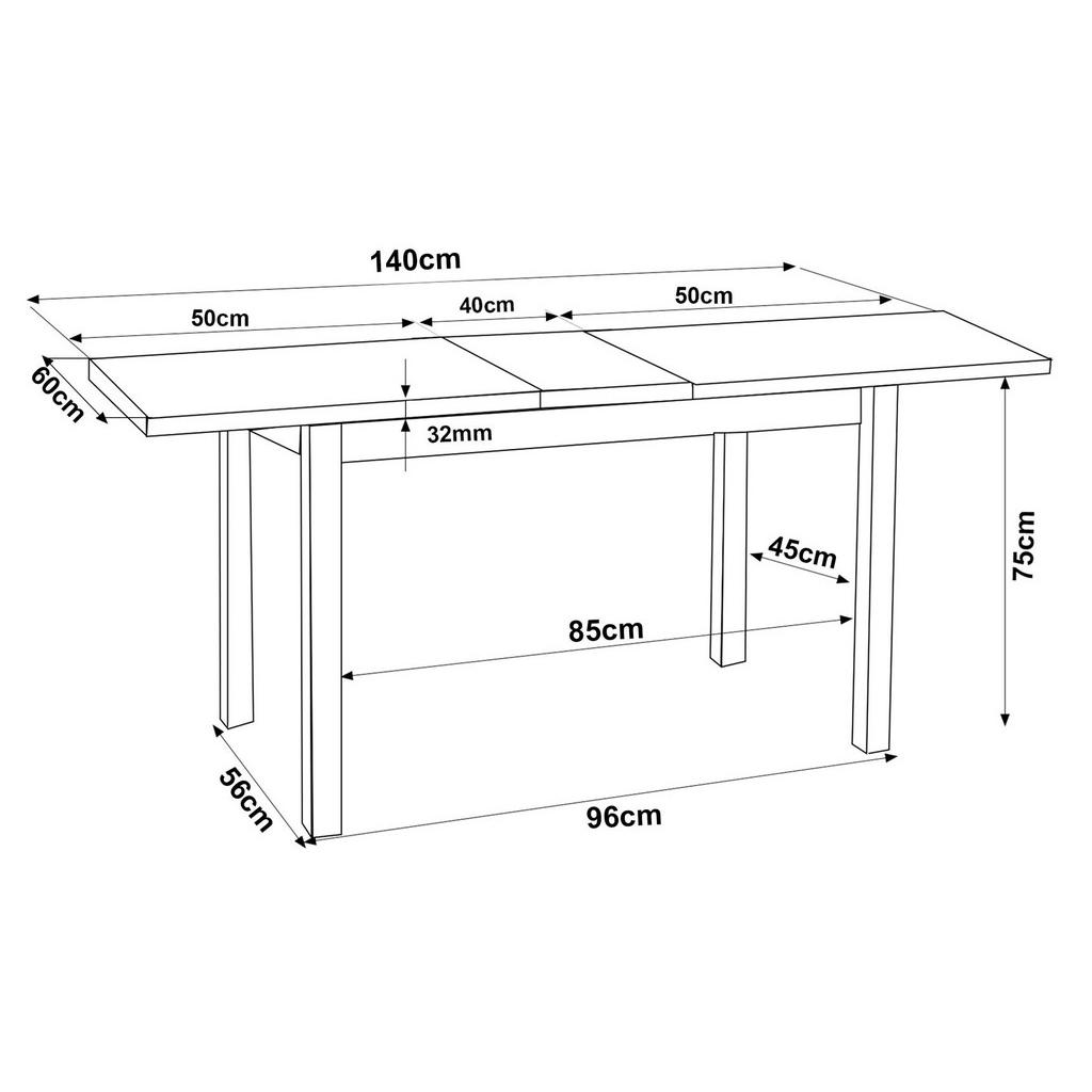 Thumbnail - Feldmann-Wohnen Esstisch, Eiche, Schwarz, Holz, Rechteckig, 140x75x60 cm, Esszimmer, Tische, Esstische