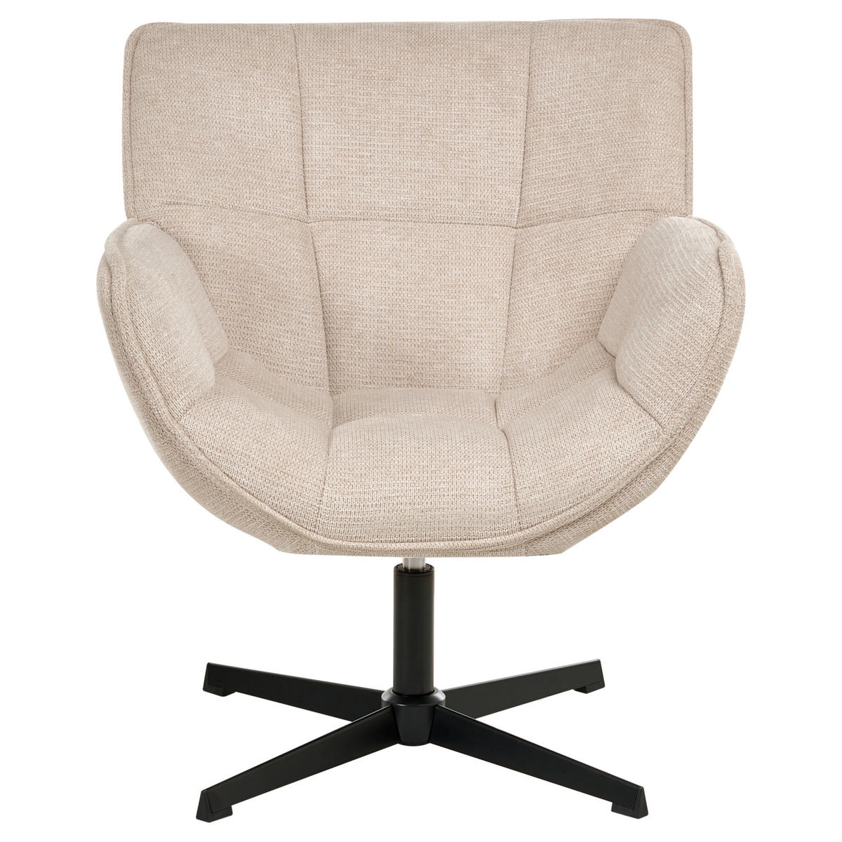 DREHSESSEL Stoff Hellbeige Auma - Beige/Schwarz, Textil/Metall (71/85/78cm) - Beliani