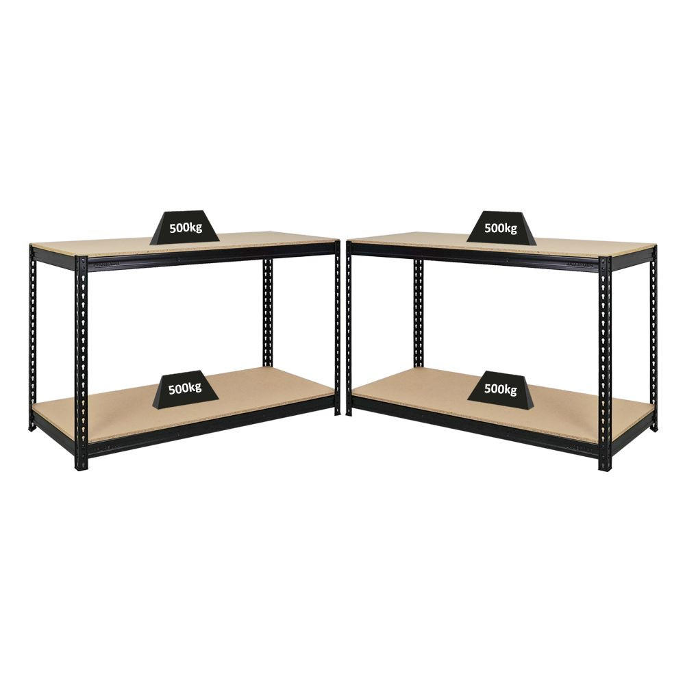 WERKBANK Strong Beast 5er-Set mit 5x 90x150x60 cm Fachlast 500 kg Schwarz - Schwarz, Metall (750/90/60cm) - PROREGAL