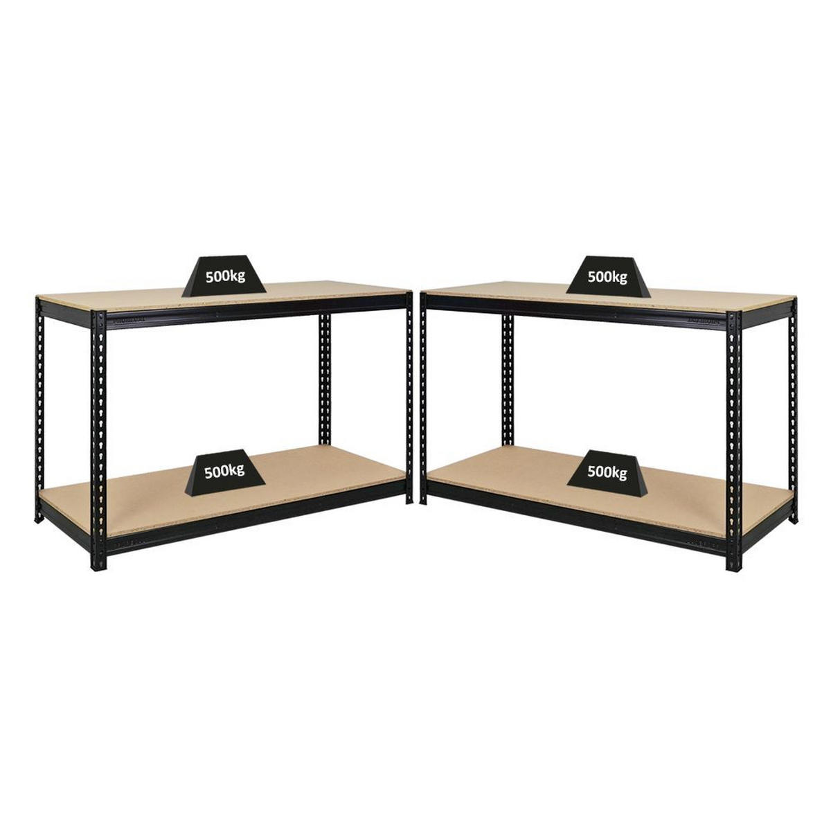 WERKBANK Strong Beast 5er-Set mit 5x 90x150x60 cm Fachlast 500 kg Schwarz - Schwarz, Metall (750/90/60cm) - PROREGAL