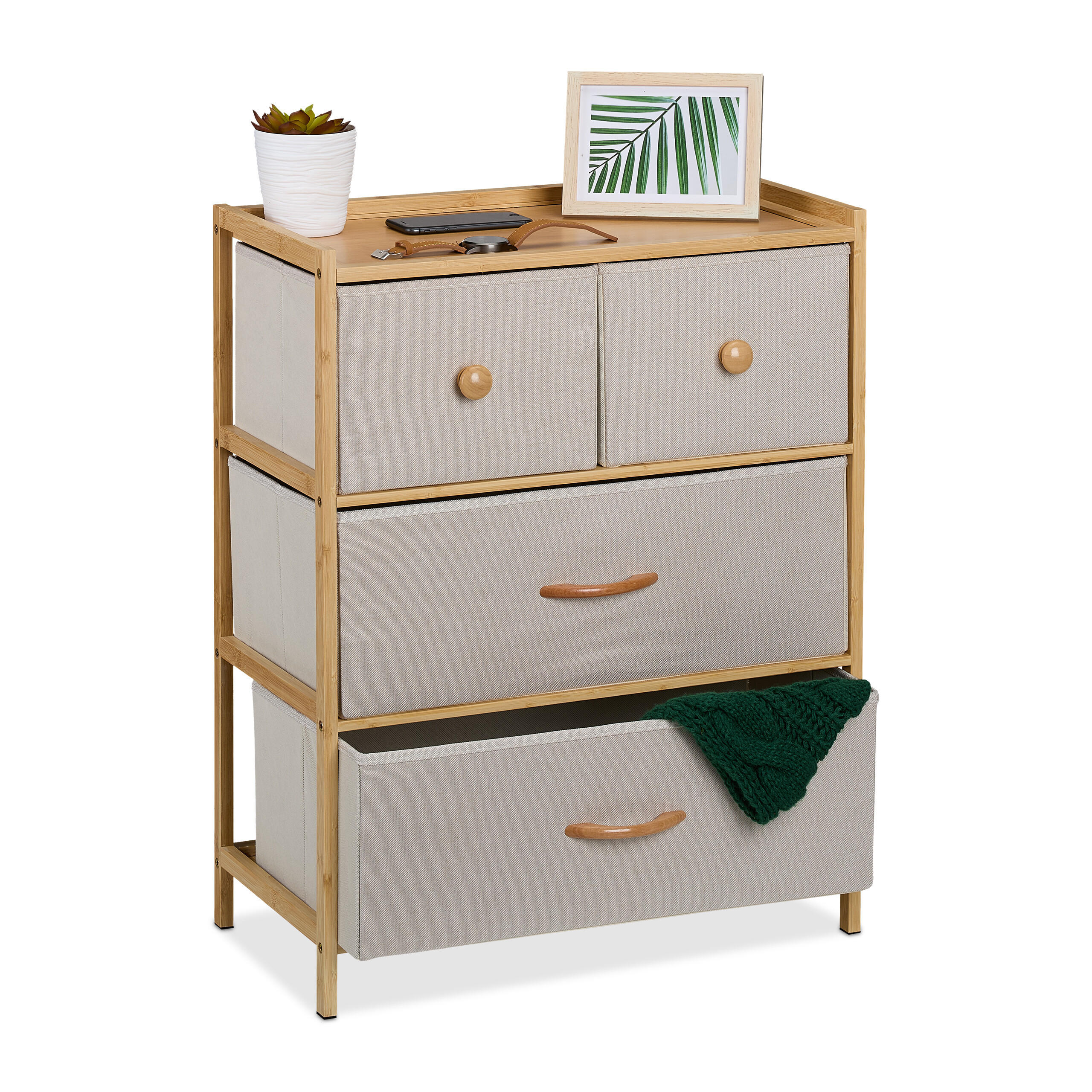 BYR&Aring; Beige bambu 4-l&aring;dor Multicolor 73/57.5/30 cm