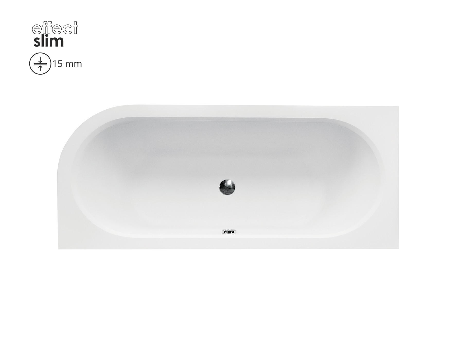 BADEWANNE Eckwanne AVITA SLIM 160/75 Links mit Styro Ablauf Füße - Weiß, Kunststoff (75/55.5/160cm) - bad land