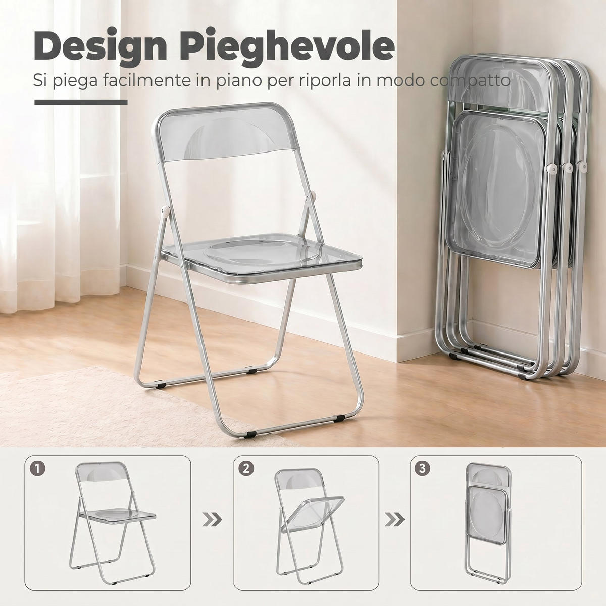 KLAPPSESSEL Grau 4 Stück - Grau, Kunststoff (47/75/48cm) - GiPP