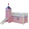 HOCHBETT mit Rutsche Turm 90/200 cm Rosa - Weiß/Rosa, Holz - Homestyle4u