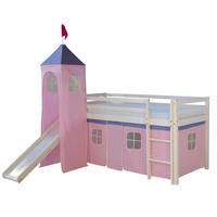 HOCHBETT mit Rutsche Turm 90/200 cm Rosa - Weiß/Rosa, Holz - Homestyle4u