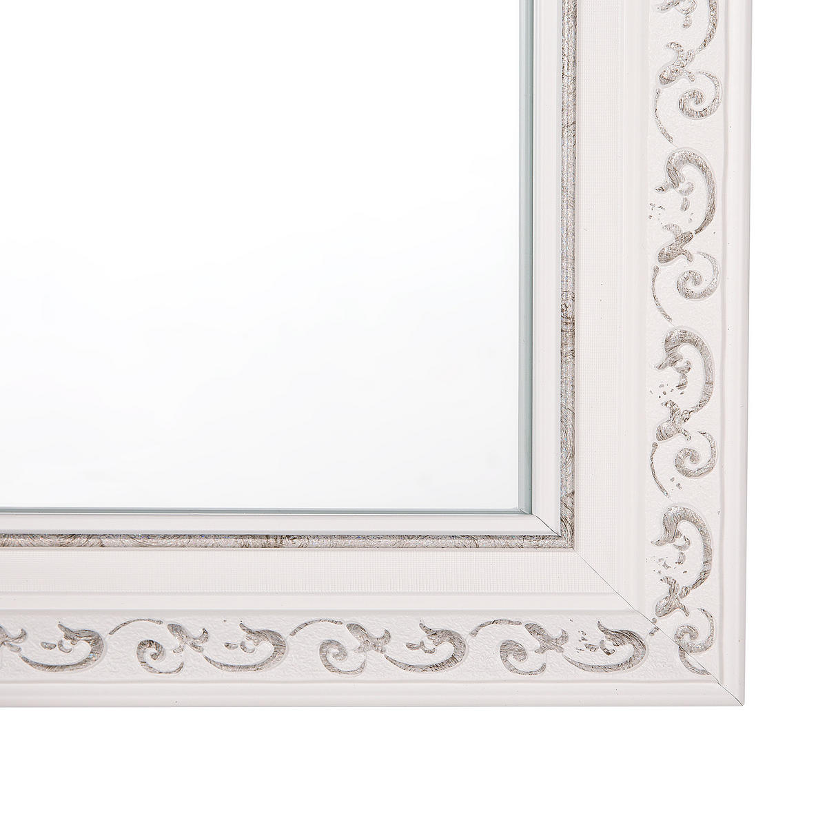 WANDSPIEGEL weiß/silber rechteckig 50/130 cm Mauleon - Silberfarben/Weiß, Kunststoff (50/130/3cm) - Beliani