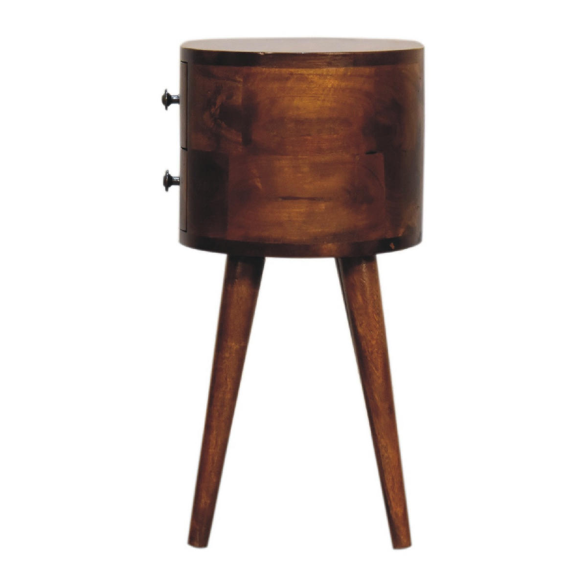 NACHTTISCH Mini, 2 Schubladen, Nordische Beine, Brown - Kastanienfarben/Messingfarben, Holz/Metall (35/50/25cm) - Artisan Furniture