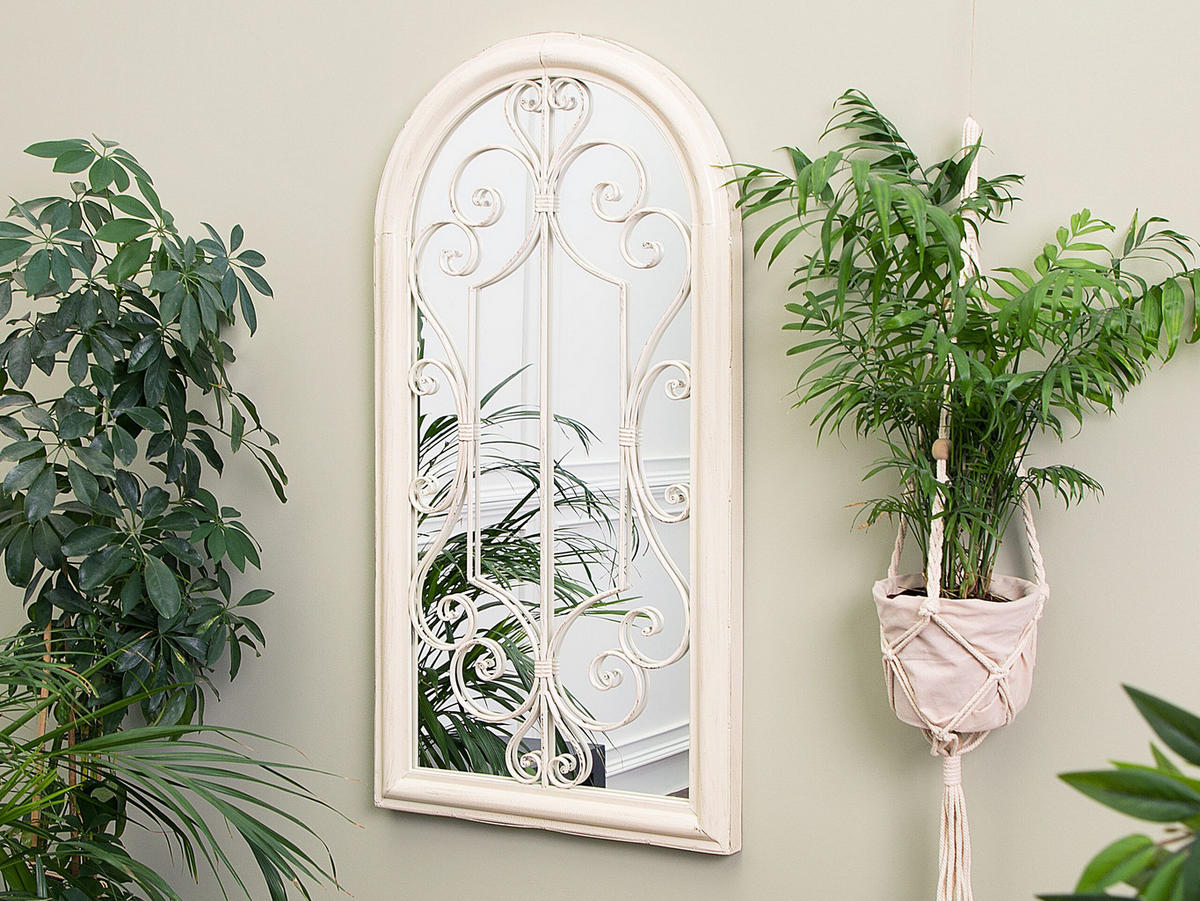 WANDSPIEGEL weiß Fensteroptik 49/97 cm Campel - Weiß, Metall (50/98/5cm) - Beliani