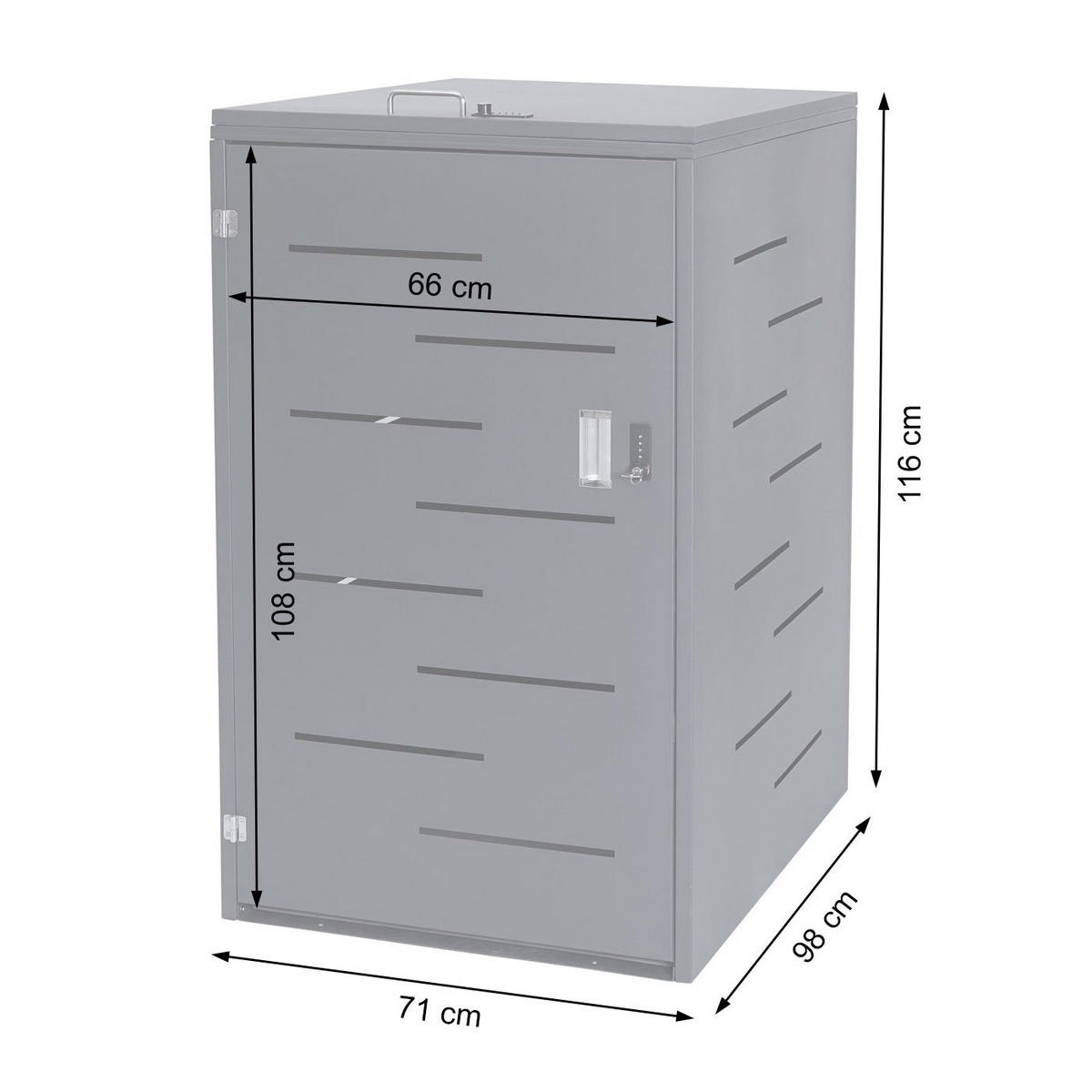 1ER-/2ER-MÜLLTONNENVERKLEIDUNG Silber - Silberfarben, Metall (71/116/98cm) - MCW