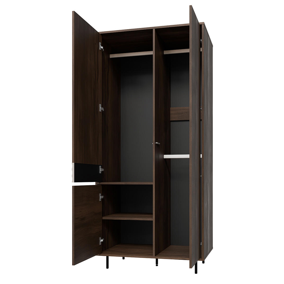 SCHRANK Astra Dunkles Holz und Kaschmir - Beige, Holzwerkstoff (90/195/52cm) - Petits-meubles