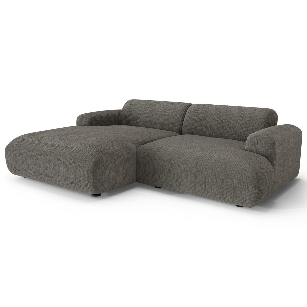 ECKSOFA LINKS Gemusterter Samt Grau 266cm - Grau, Textil (165/266cm) - Sia Home