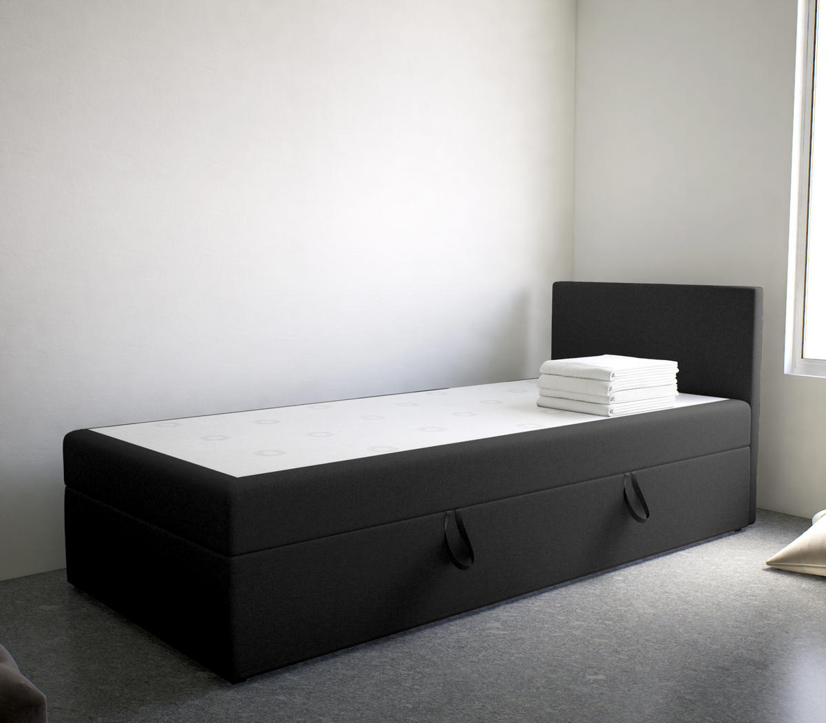 BOXBETT Verdig Mini Basic 80x200 Schwarz Rechts - Schwarz, Holz (80/200cm) - Fedve