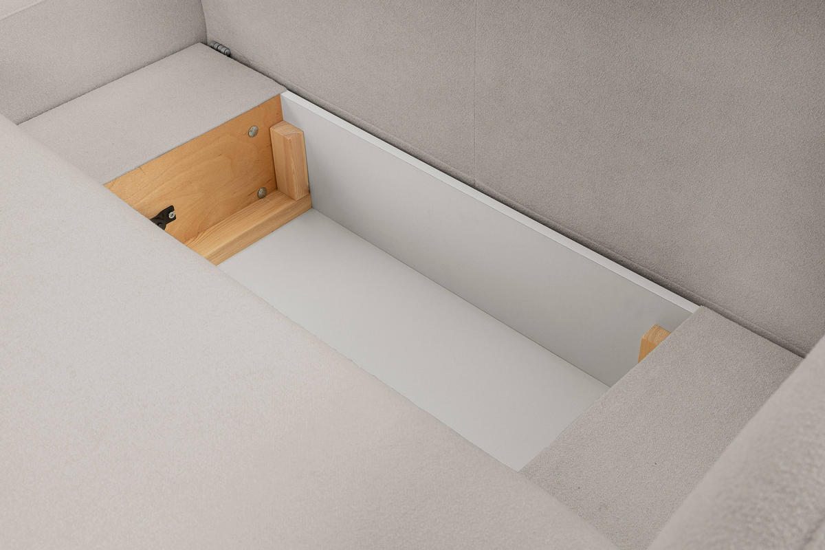 ECKSOFA AMICO L-S Hellgrau Geflochtener Stoff mit Schlaffunktion - Hellgrau, Holz (248/174cm) - MASSENO