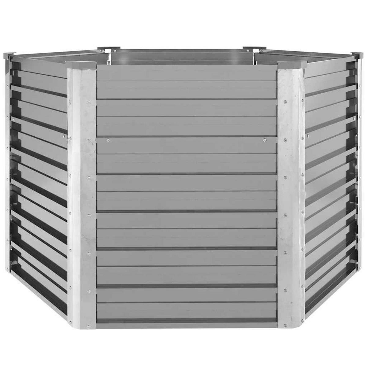 GARTEN-HOCHBEET Verzinkter Stahl 129x129x77 cm Grau - Grau, Metall (129/77/129cm) - furnicato