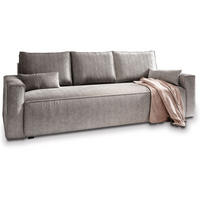 BETTSOFA MENI Hellgrau Kordstoff mit Schlaffunktion - Hellgrau, Textil (232/83/87cm) - MASSENO