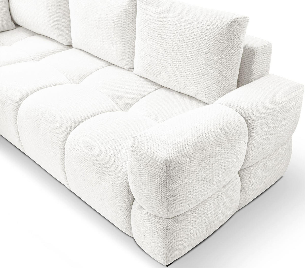 ECKSOFA Taremi mit Chenillebezug Weiß, beidseitig - Schwarz/Weiß, Textil (267/185cm) - Selsey