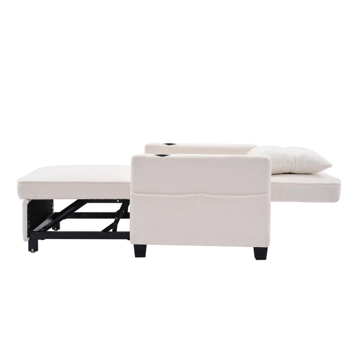 SCHLAFSESSEL DE-35012 3-in-1 mit USB und Getränkehaltern Weiß - Weiß, Metall (87/84/74cm) - ComfortXL