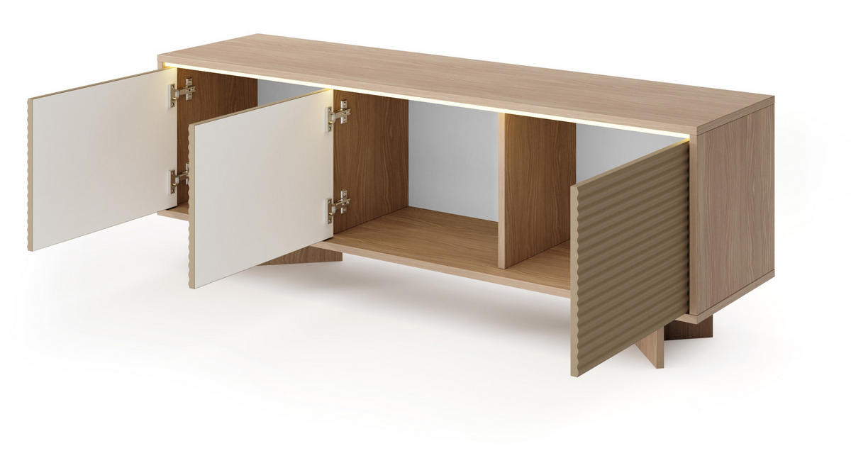 TV-SCHRANK 154 cm Spirit, LED, 3 Türen, Cappuccino - Eichefarben/Cappuccino, Holz (154/54/40cm) - Emporius