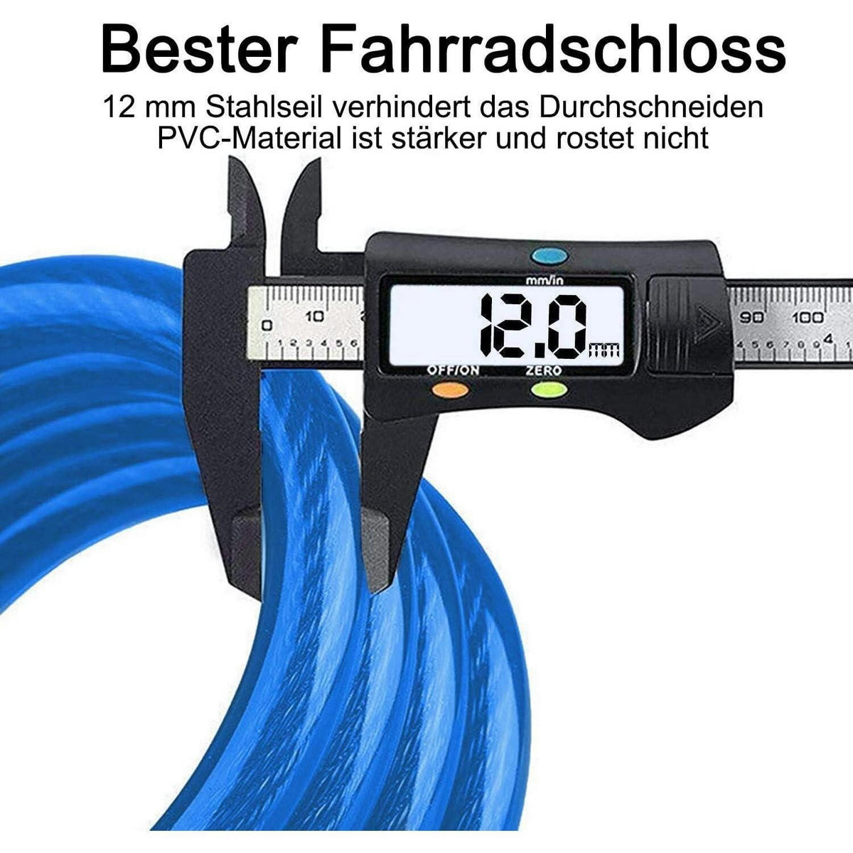 KABELSCHLOSS 120 cm mit Zahlencode blau - Multicolor, Kunststoff (4.1/16/15.3cm)