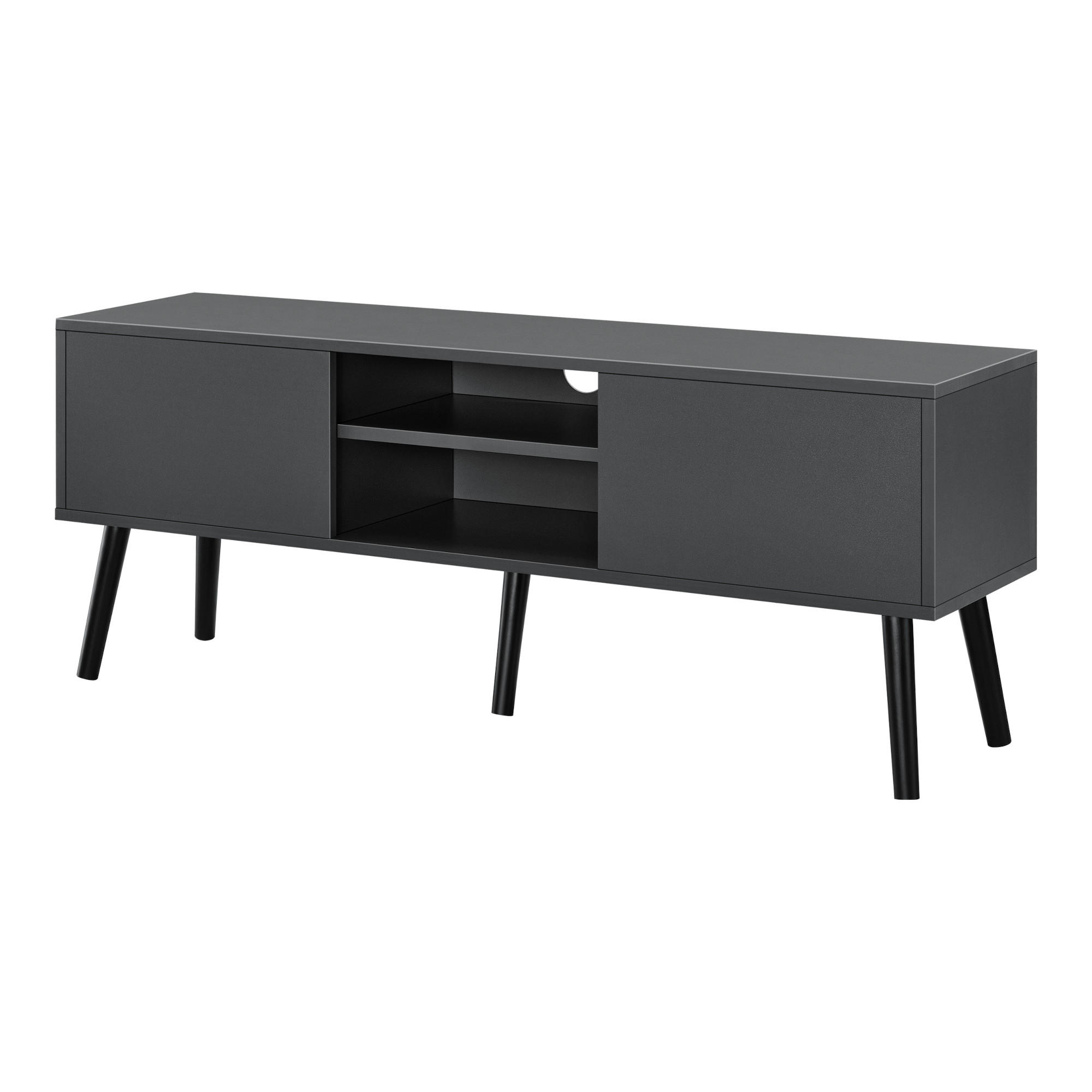 LOWBOARD Eskilstuna - Dunkelgrau, Holz/Holzwerkstoff (120/46.5/29.5cm) - [en.casa]