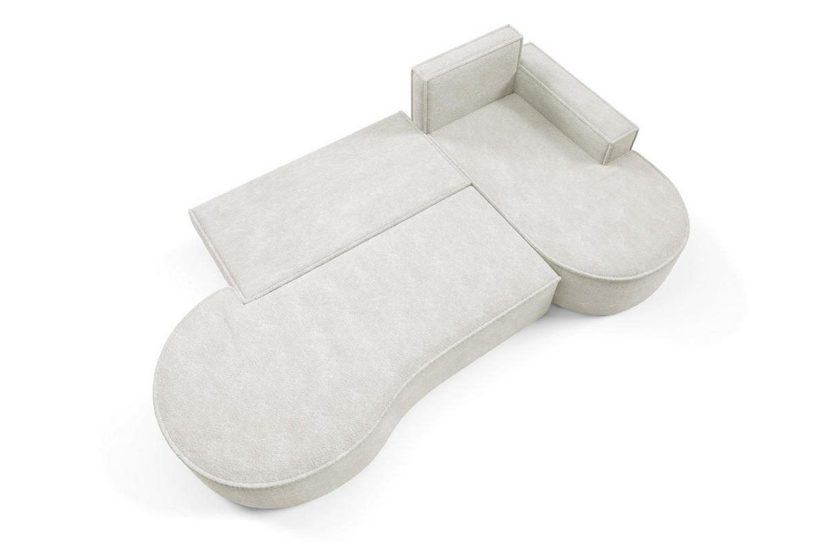 ECKSOFA Flow Weiß, mit Schlaffunktion und Kissen in Abriamo Stoff, rechte seite - Weiß, Holzwerkstoff/Textil (277/157cm) - Bettso
