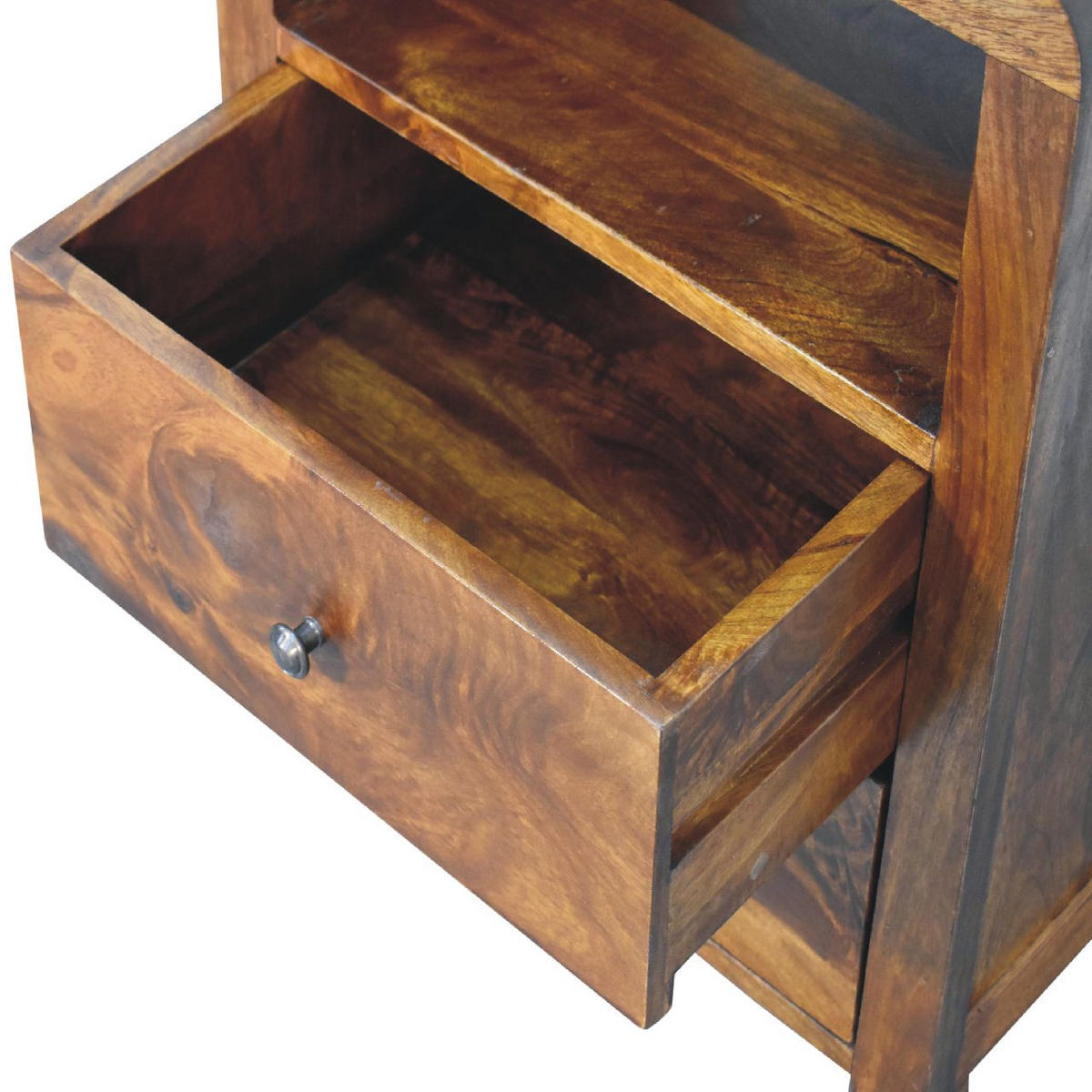 NACHTTISCH Aspen mit 2 Schubladen, Braun - Messingfarben/Braun, Mangoholz/Holz (35/60/45cm) - Artisan Furniture