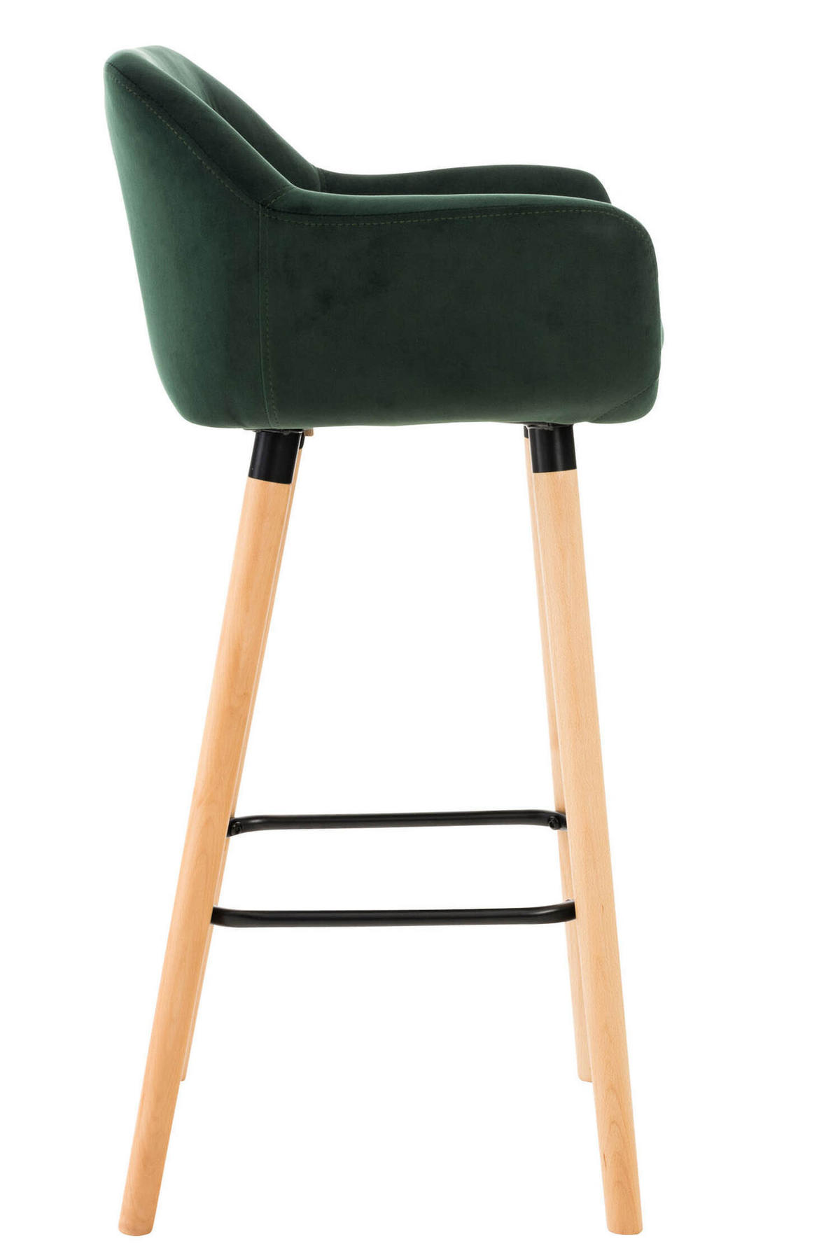 BARHOCKER Grande, 2er Set, Gestell Holz, Samt Grün - Braun/Grün, Holz/Textil (55/99/46cm) - TPFLiving