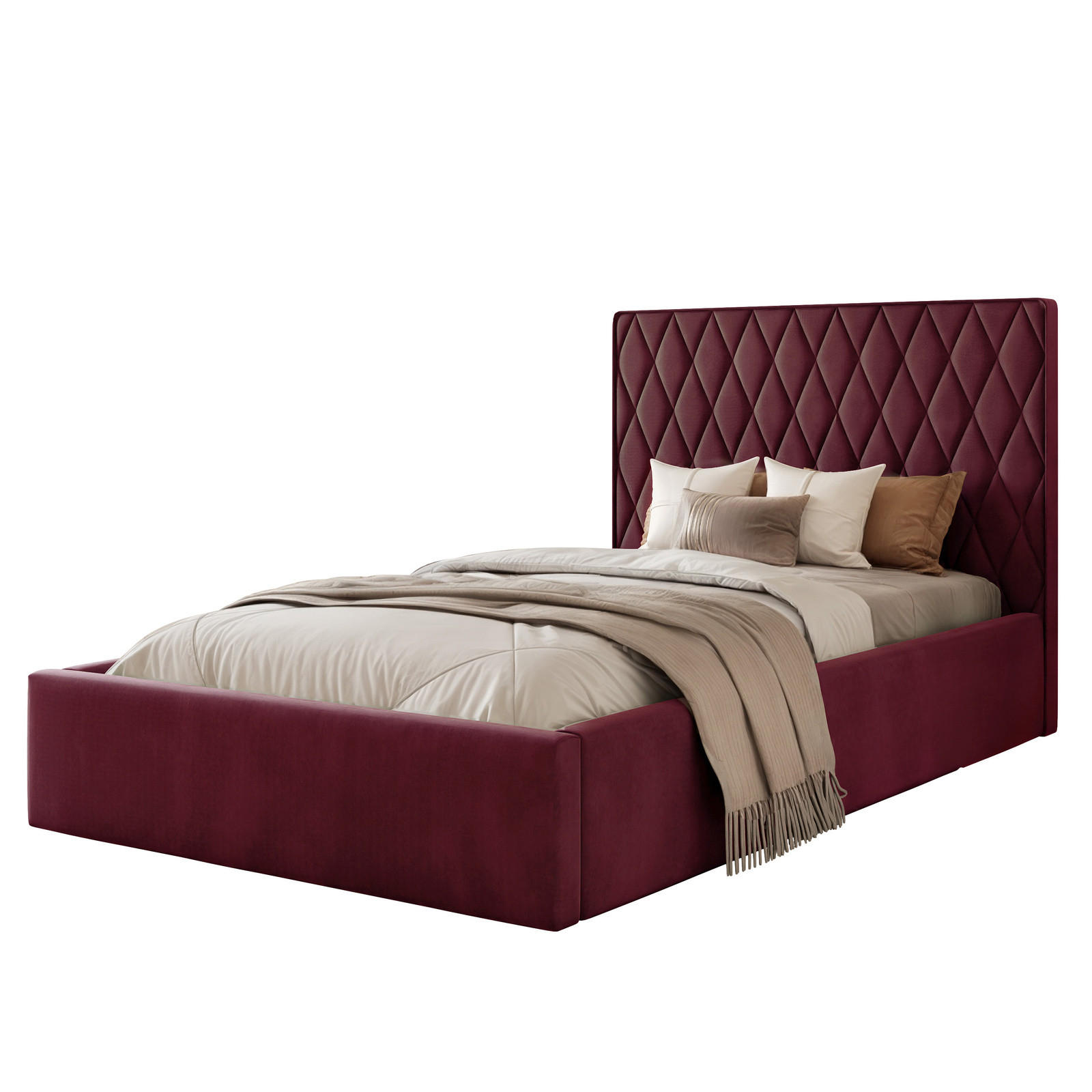 POLSTERBETT PONTI 120x200 cm Bordeaux (Stoff Magic Velvet) - Kompakt, mit Bettkasten und Lattenrost - Bordeaux, Holzwerkstoff/Textil (120/200cm) - Ravio