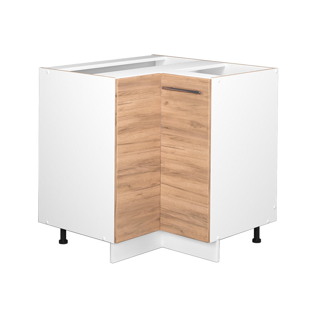 HÖRNUNDERSKÅP Fame-Line Goldkraft ek 80.5 cm utan bänkskiva Honungsek, Vit 82/80.5/51.6 cm