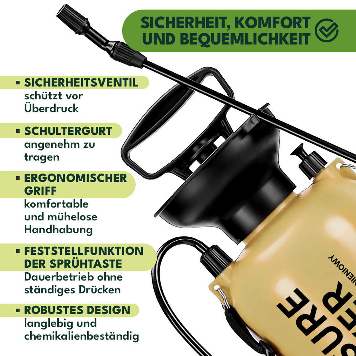 DRUCKSPRÜHER 5L - Gelb, Kunststoff (18/42/18cm) - KRUMAD