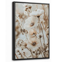 LEINWAND Bilder mit Rahmen - Blumen - Winter - Weiß - Schnee - Beige - 20x30 - Creme, Textil (20/30cm) - MuchoWow