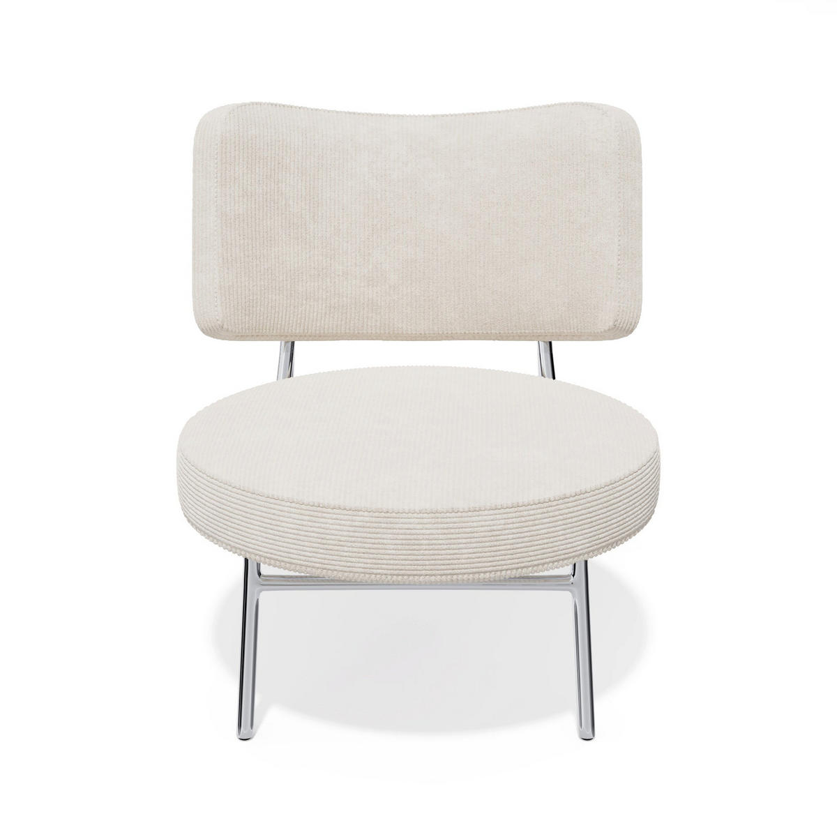 SESSEL Gerippter Samt 60cm - Creme, Textil (60/70/71cm) - Sia Home