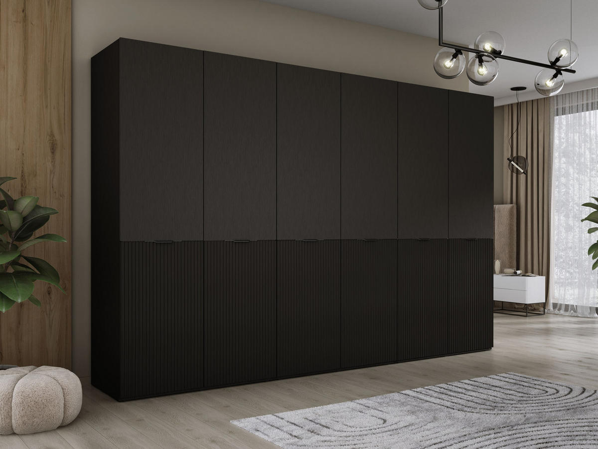 KLEIDERSCHRANK, Graphitschwarz, 300 x 200 x 51 cm - Graphitfarben, Holzwerkstoff (300/200/51cm) - 3XE LIVING