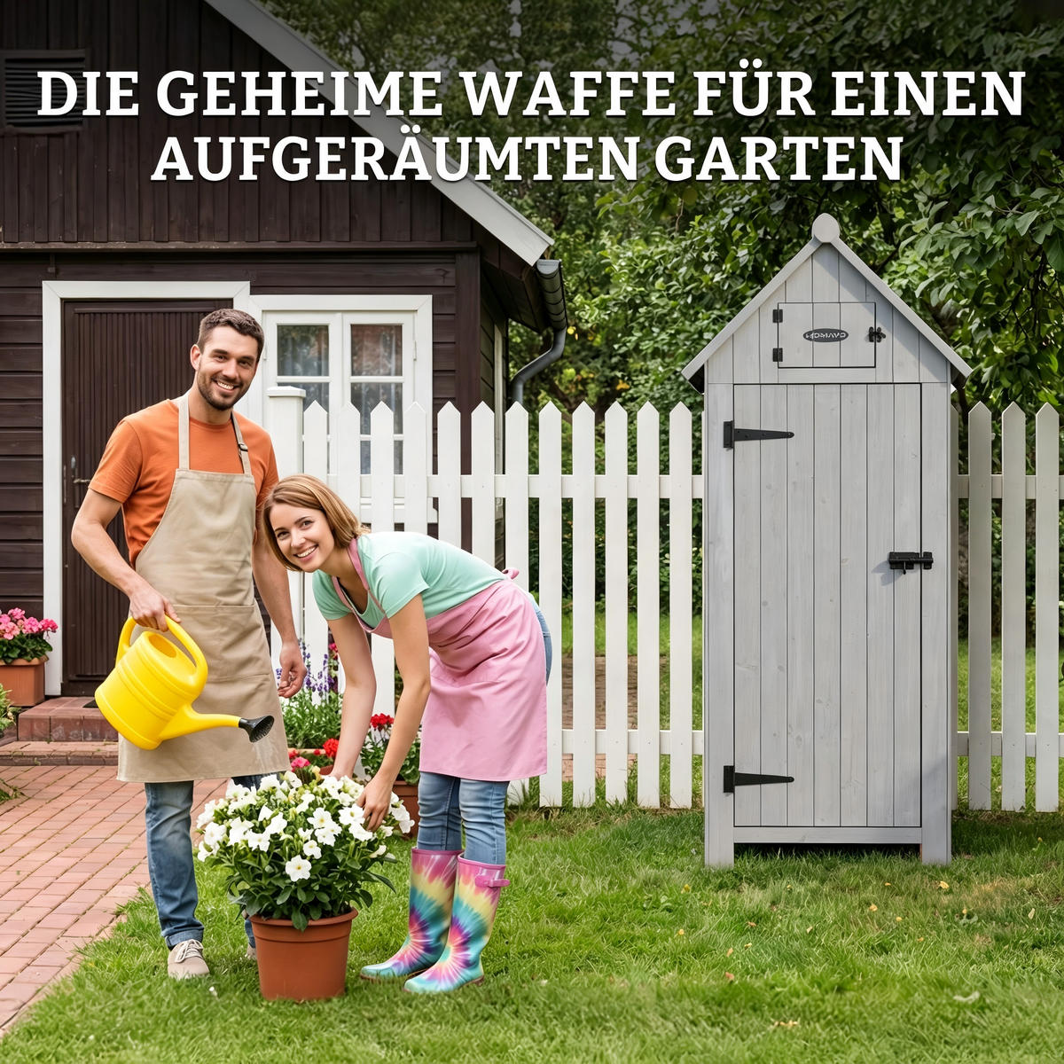 GERÄTESCHUPPEN ，SS01-Gris - Grau, Holz (54.3/179/77cm)