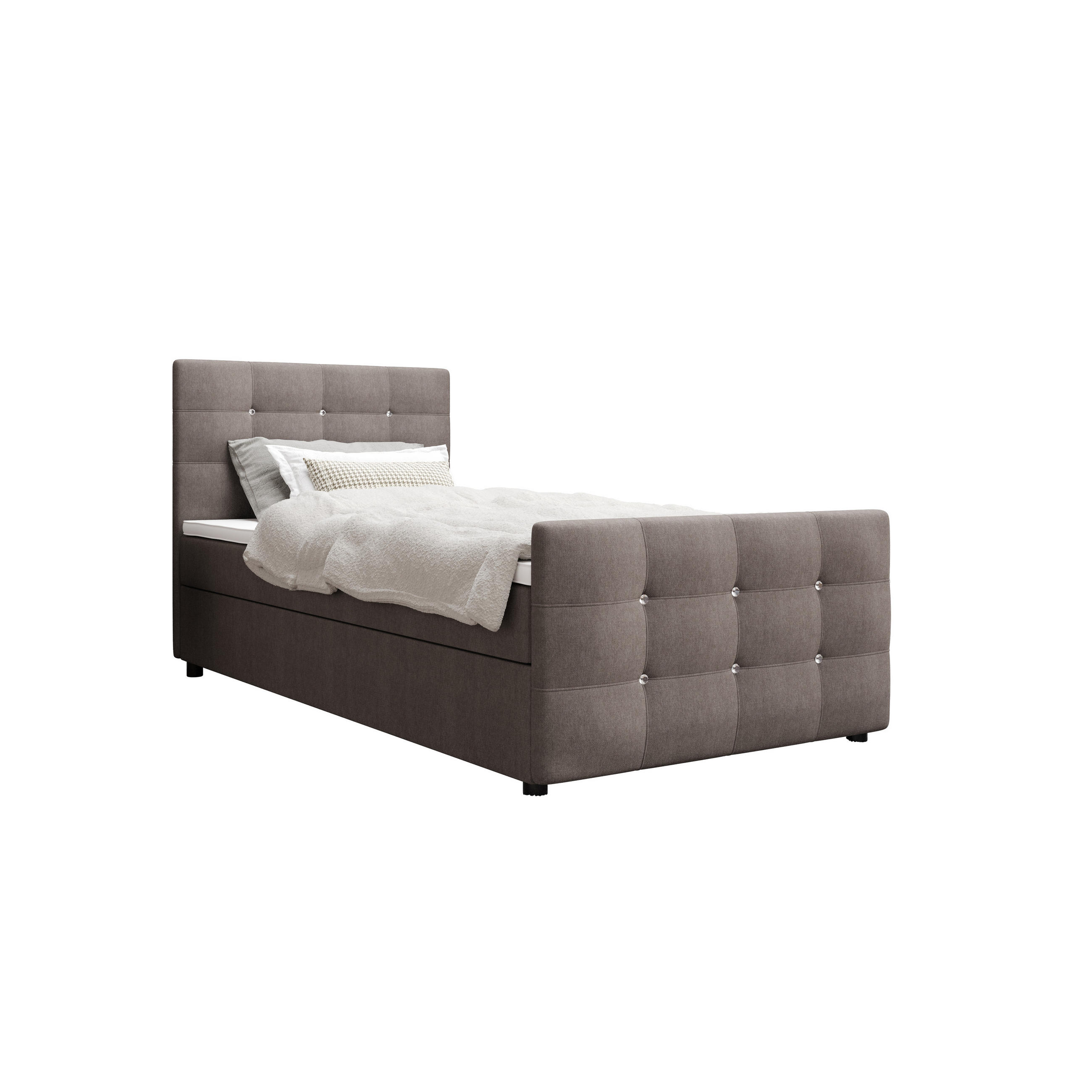 BOXBETT KLEO mini 90x200, mit Matratze H3, Bonell und Topper, Cosmic 03 - Braun, Holz/Kunststoff (90/200cm) - Bedante