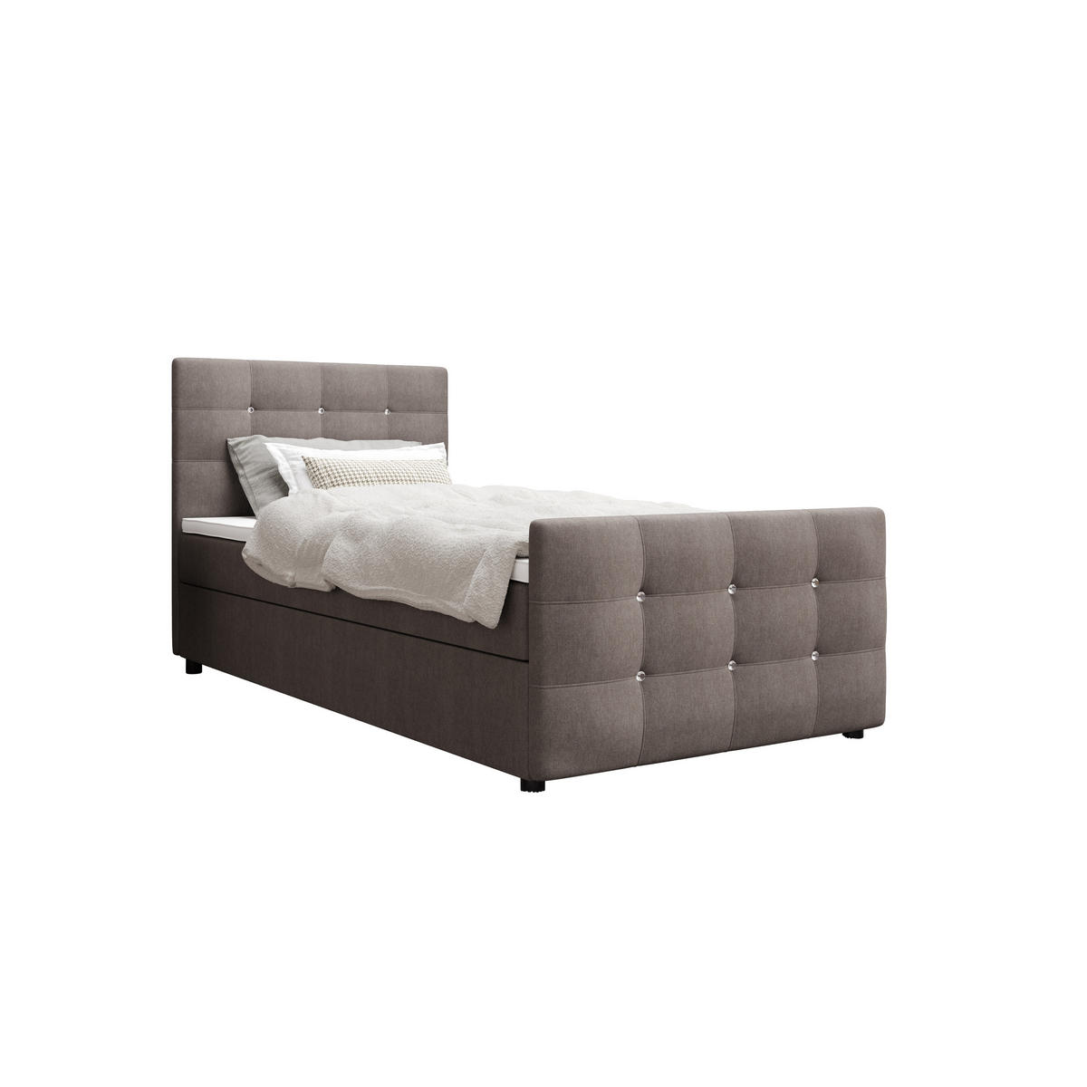 BOXBETT KLEO mini 90x200, mit Matratze H3 und Topper, Cosmic 03 - Braun, Holz/Kunststoff (90/200cm) - Bedante