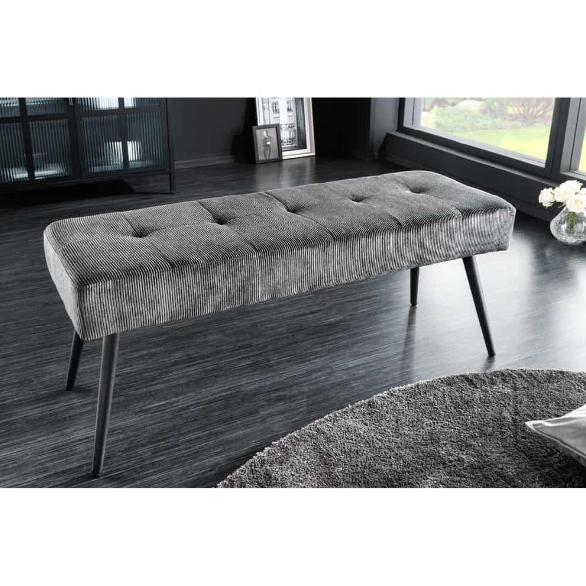 SITZBANK BOUTIQUE Cord Dunkelgrau, Schwarz 100 cm - Dunkelgrau, Textil (100/45/35cm) - riess-ambiente