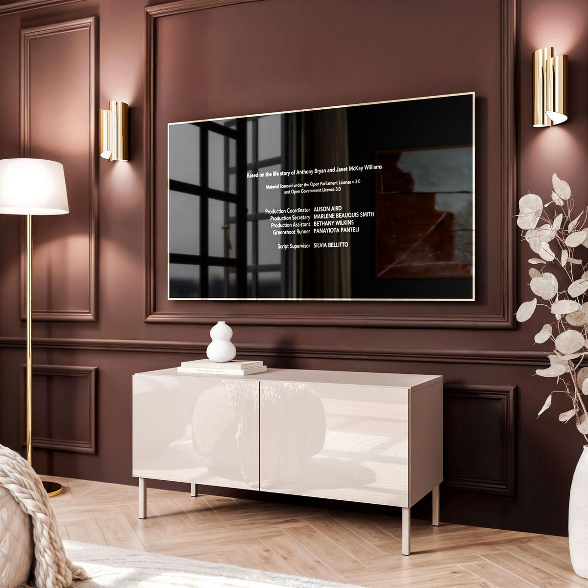 TV-SCHRANK COLGANTE 100 Kaschmir Hochglanz, ohne LED, Gerade kaschmir Füßen - Kaschmir, Holzwerkstoff (100/50/40cm) - Lookway