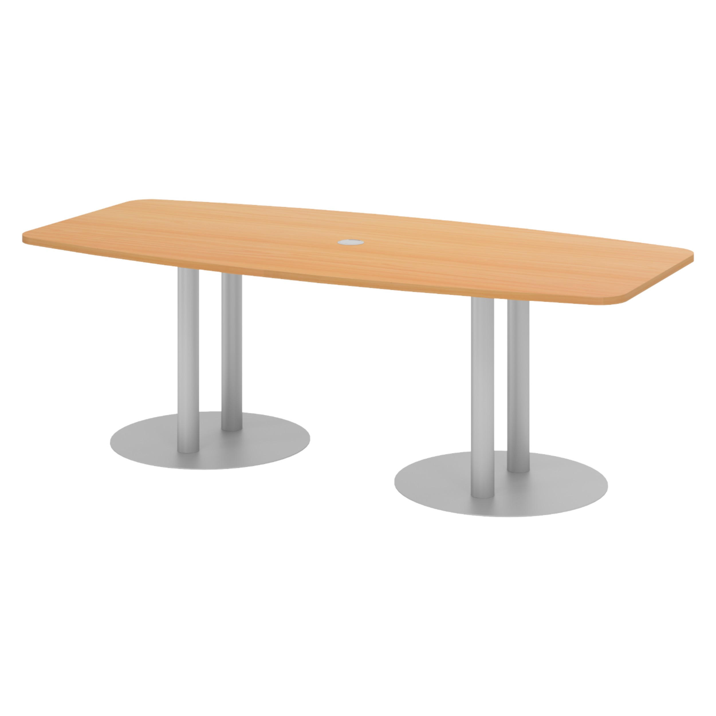 KONFERENZTISCH klein KT22 103/220/74 cm in Buchefarben/Säule in Silberfarben - Buchefarben/Silberfarben, Holzwerkstoff (103/220/74cm) - bümö