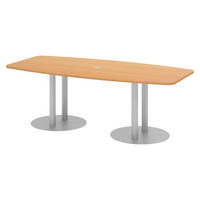 KONFERENZTISCH klein KT22 103/220/74 cm in Buchefarben/Säule in Silberfarben - Buchefarben/Silberfarben, Holzwerkstoff (103/220/74cm) - bümö
