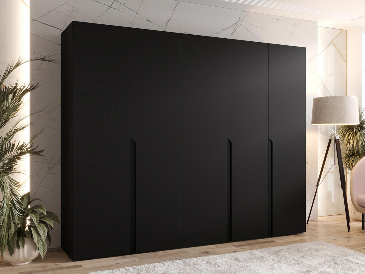 DREHTÜRENSCHRANK Mila I 250 - Schwarz, Holzwerkstoff/Kunststoff (250/202/52cm) - MIRJAN24