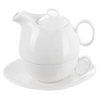 TEEKANNE Porzellan Mona mit Tasse 3-teilig Weiß - Weiß, Keramik (0.3L) - Orion 
