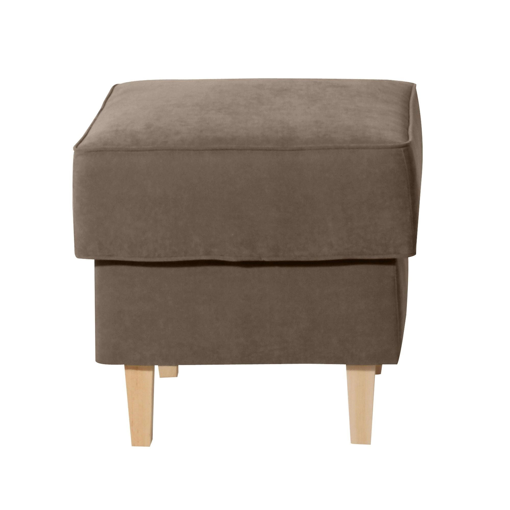 HOCKER Karlen Bezug Veloursstoff Buche natur / sahara - Buchefarben/Sahara, Kunststoff (53/45/53cm) - 58aufmkessel