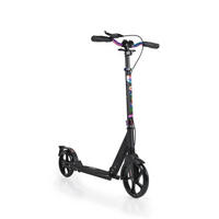 KINDERROLLER Quick klappbar schwarz Handbremse, Seitenständer, LED-Scheinwerfer - Schwarz, Metall (98/51/105cm)