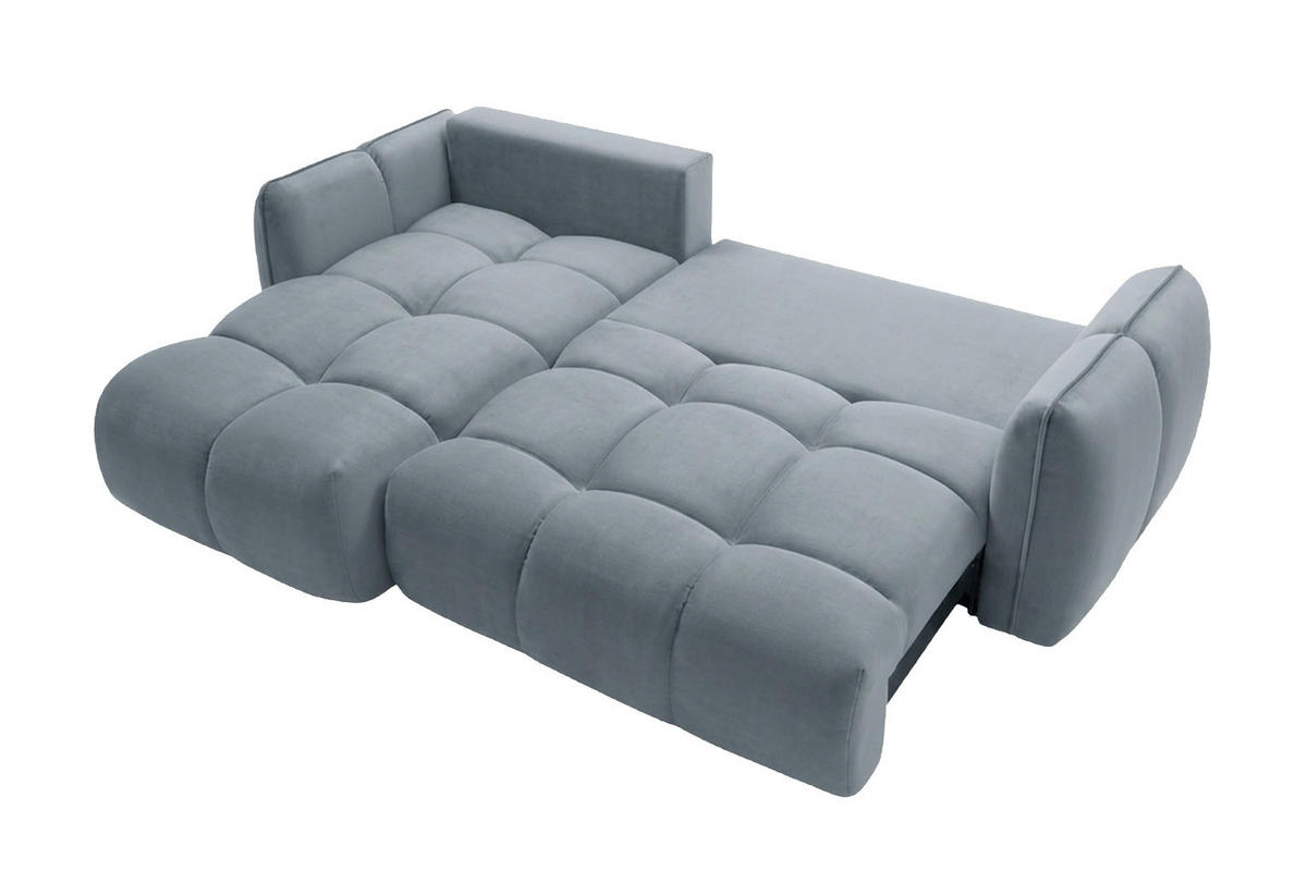 ECKSOFA L-Form Mit Schlaffunktion, Veloursstoff Bluvel, Blaugrau, Links, BELVEDER L - Blaugrau, Holz (250/168cm) - Kaiser Möbel