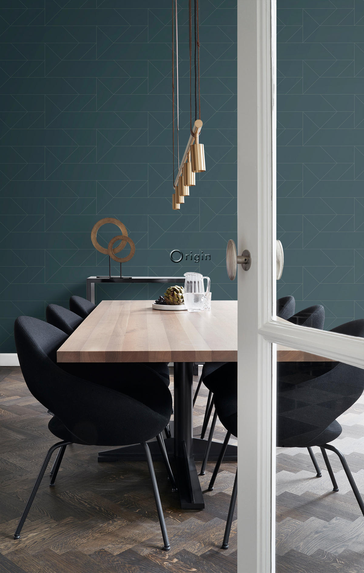 TAPETE grafische Linien 53 cm x 10.05 m - Blau, Papier (53/1000cm) - Origin Wallcoverings