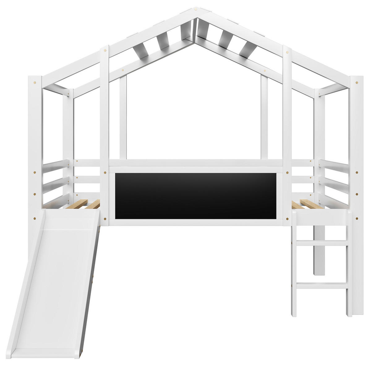 KINDERHOCHBETT 90/200 cm Weiß mit Rutsche und Tafel - Weiß, Holz (90/200cm) - MIVRAY