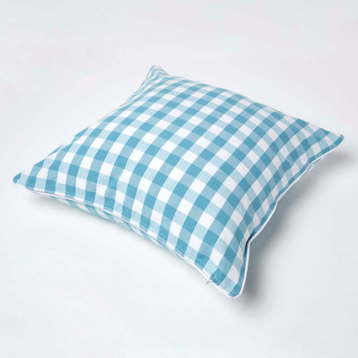 KISSENHÜLLE Karo-Muster 60/60 cm, 100% Baumwolle - Blau, Textil (60/60cm) - Homescapes