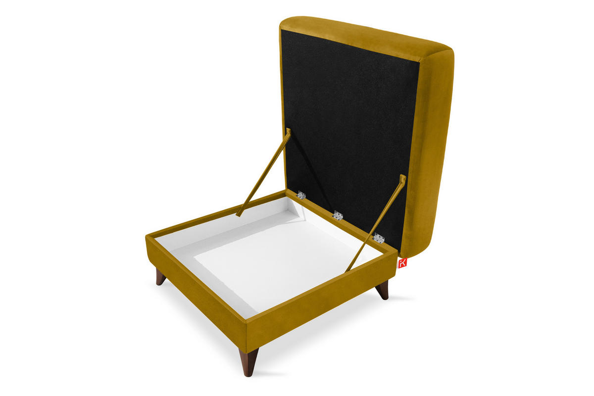 HOCKER GUSTAVO Velours, Gelb - Gelb, Holz/Holzwerkstoff (92/49/92cm) - KONSIMO®